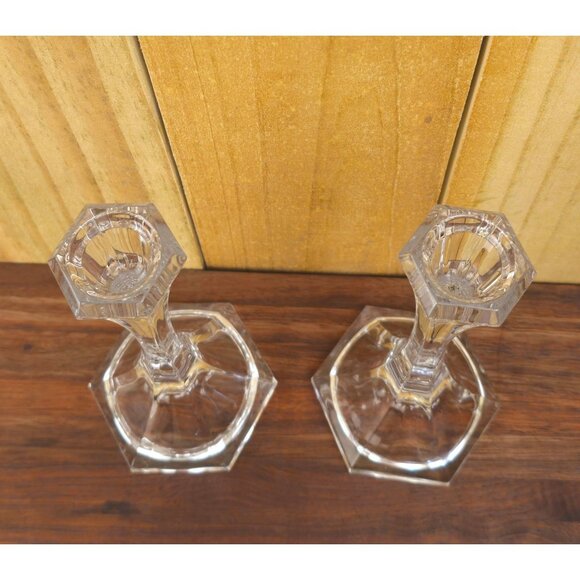 Vintage Pair of Clear Mikasa Lead Crystal Candlesticks - Picture 5 of 6